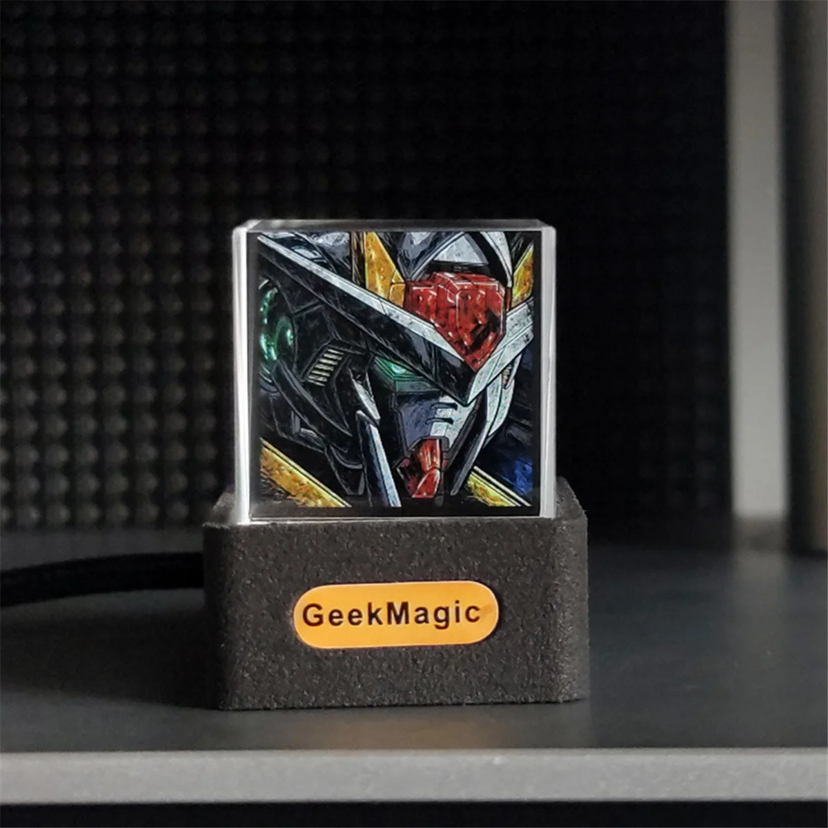 GeekMagic Crystal Cube Photo Display Holographic Desktop Smart Weather Station Digital Clock with GIF Animations Album