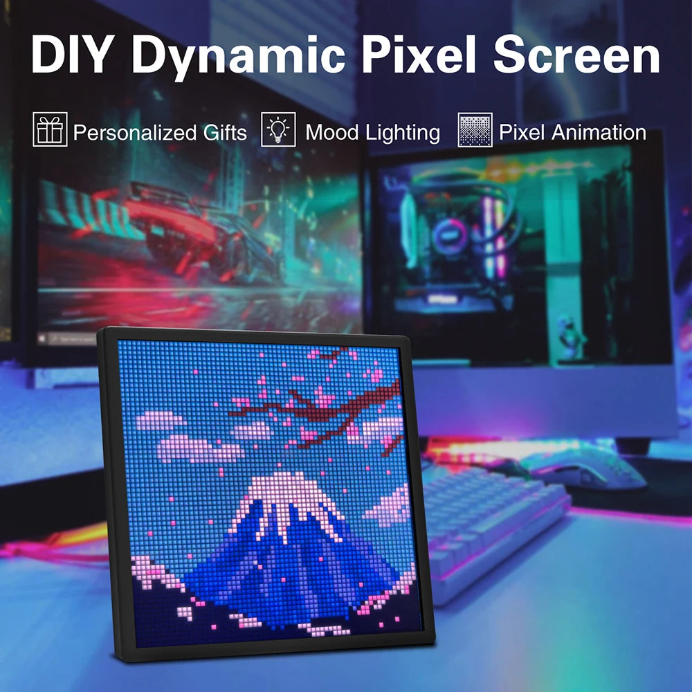 LED Pixel Matrix Bluetooth Smart Display 64x64 RGB Digital Lamp Panel DIY Art Display Gaming Anime Room Decor Frame APP Control