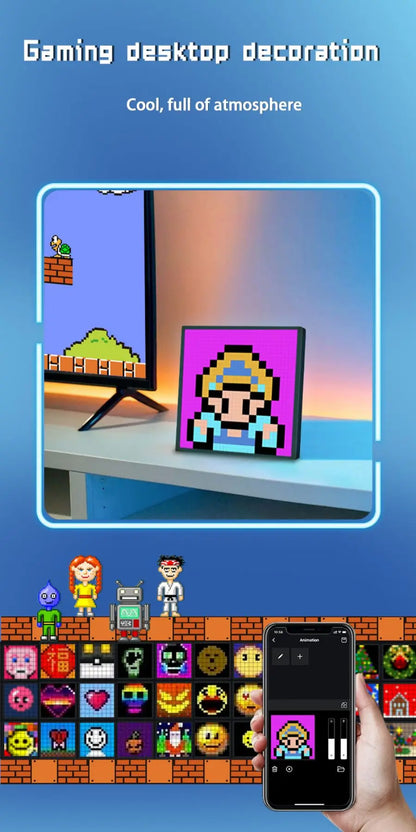 LED Pixel Matrix Bluetooth Smart Display 64x64 RGB Digital Lamp Panel DIY Art Display Gaming Anime Room Decor Frame APP Control