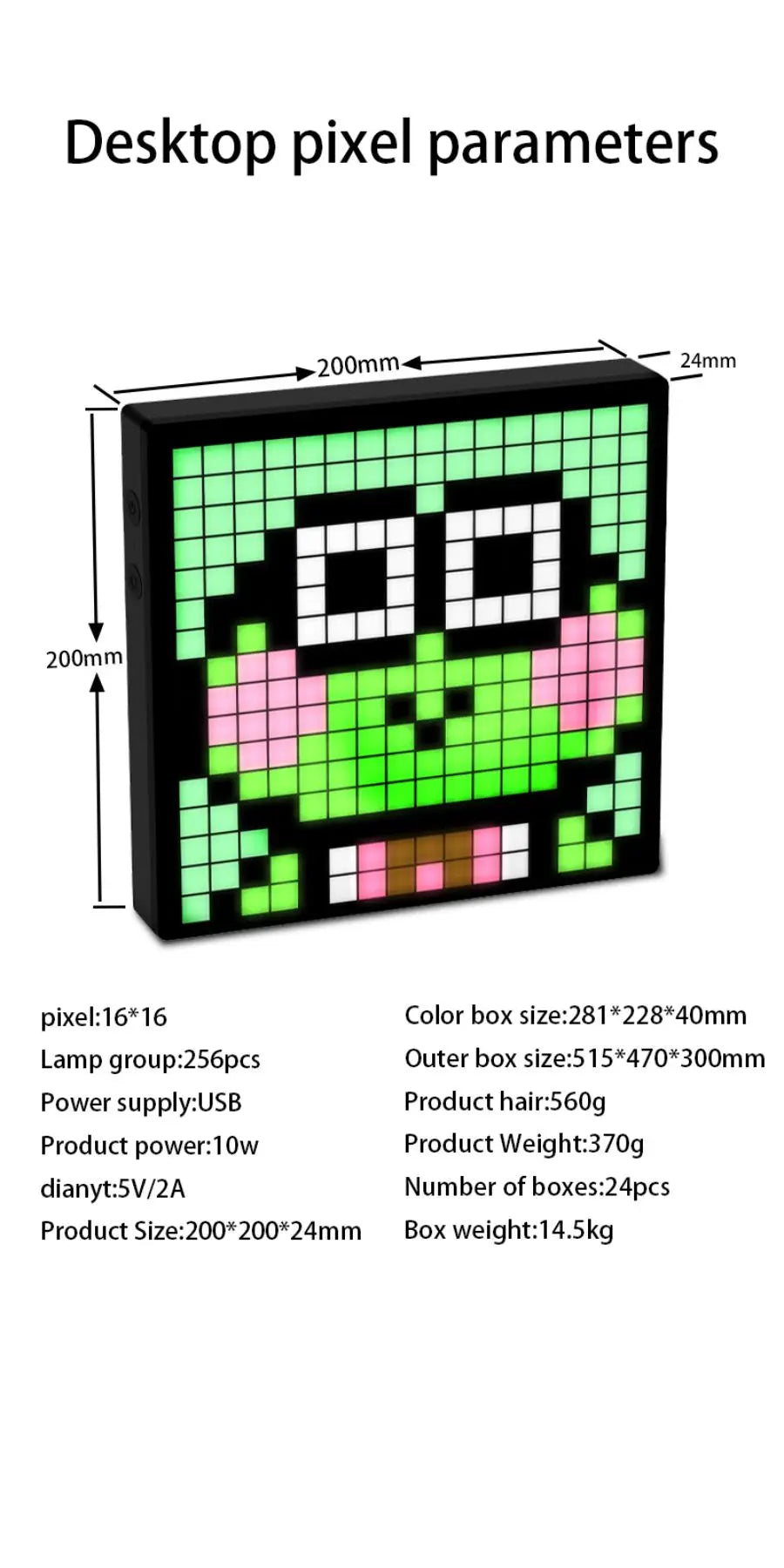 LED Pixel Matrix Bluetooth Smart Display 64x64 RGB Digital Lamp Panel DIY Art Display Gaming Anime Room Decor Frame APP Control