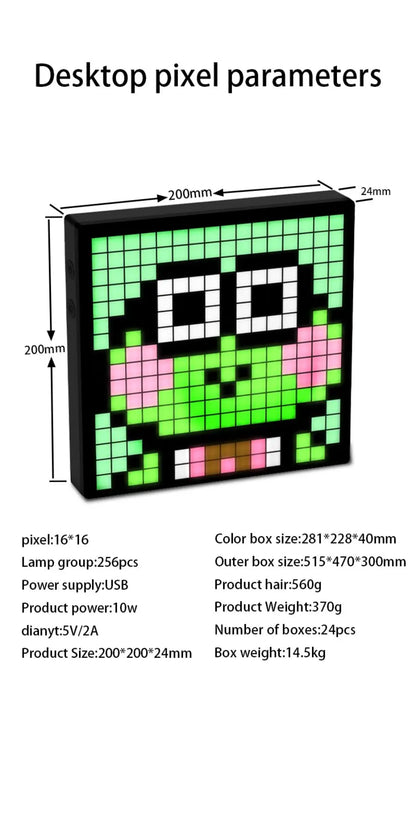 LED Pixel Matrix Bluetooth Smart Display 64x64 RGB Digital Lamp Panel DIY Art Display Gaming Anime Room Decor Frame APP Control